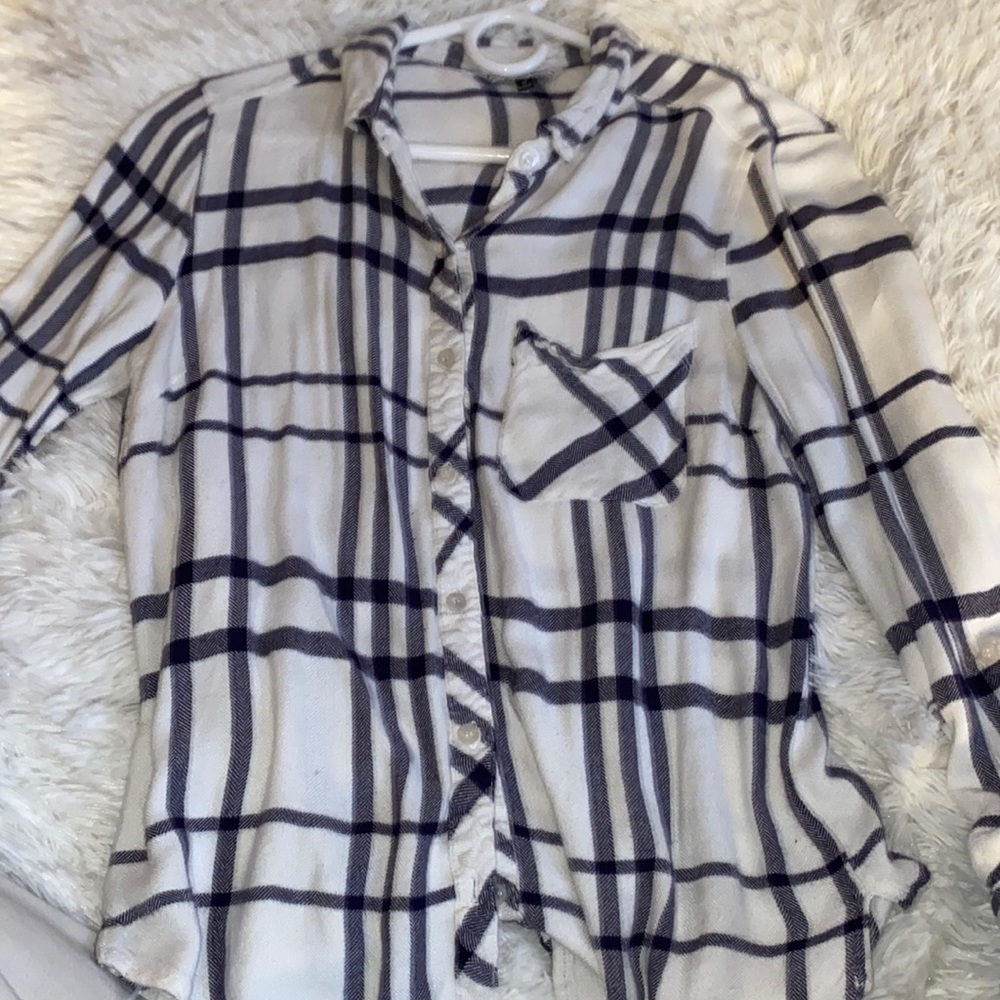 White and Navy Flannel